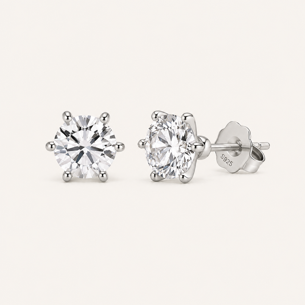 Round Moissanite Solitaire Stud