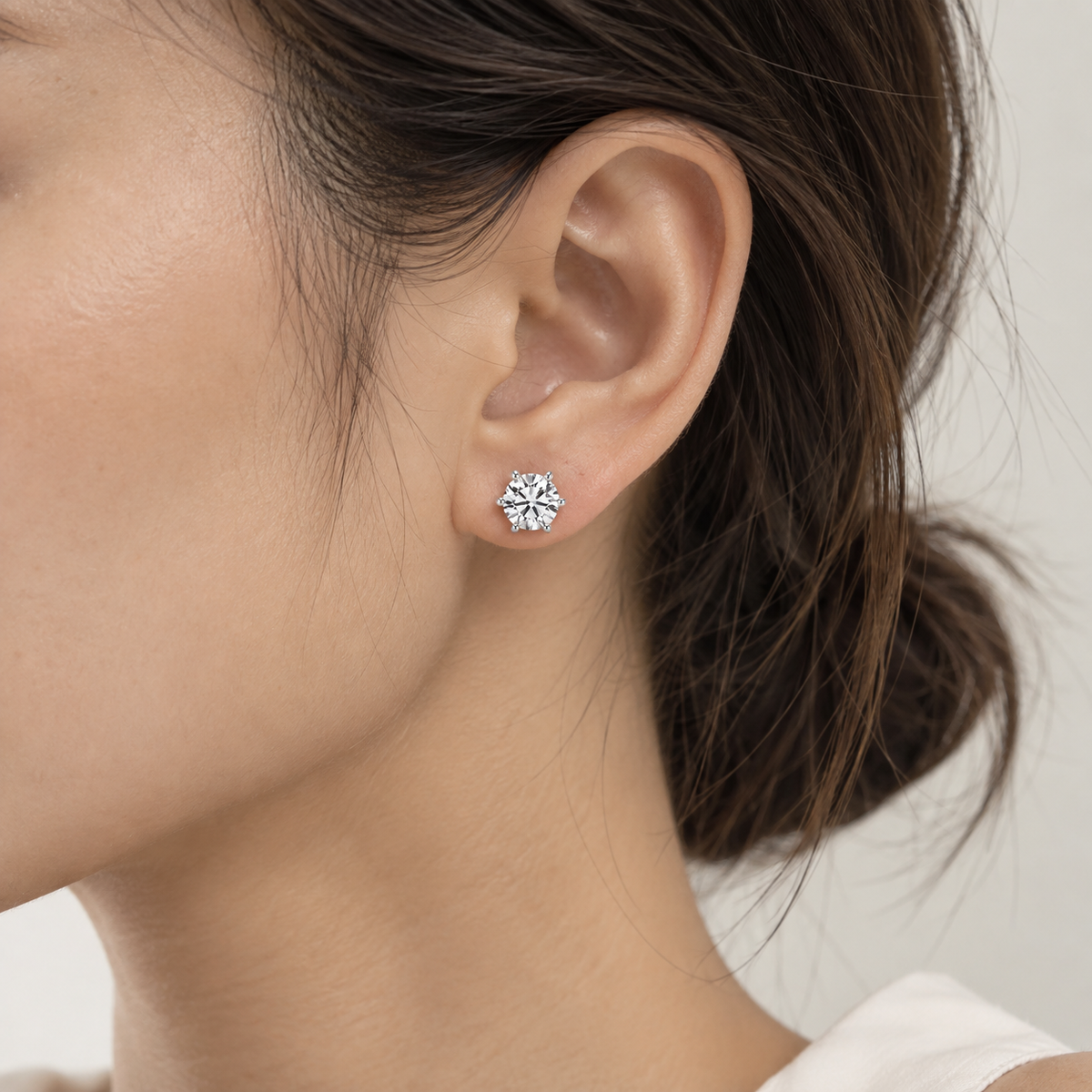 Round Moissanite Solitaire Stud